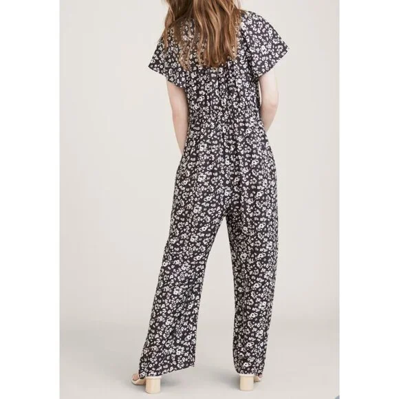 NWT HATCH The Regina Jumpsuit black white floral SZ0 bust42
